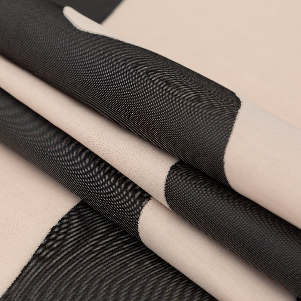 Milly Charcoal and Sandshell Abstract Cotton Woven Folded