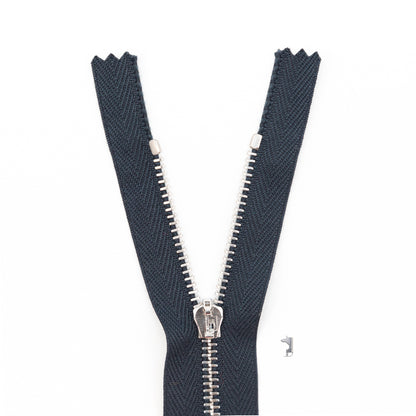 Mood Exclusive Italian Navy and Silver T3 Closed End Metal Zipper - 9"