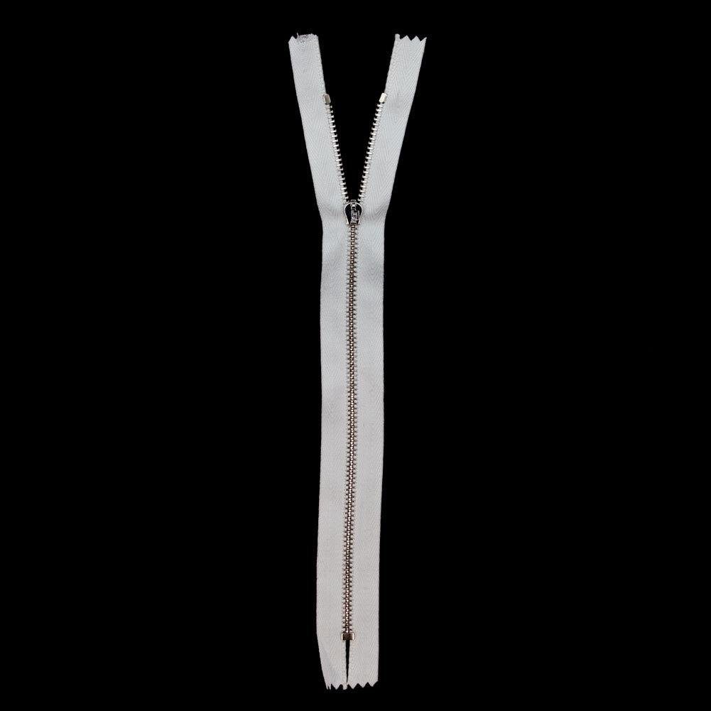 Mood Exclusive Italian Off-White and Silver T3 Closed End Metal Zipper - 9" Full