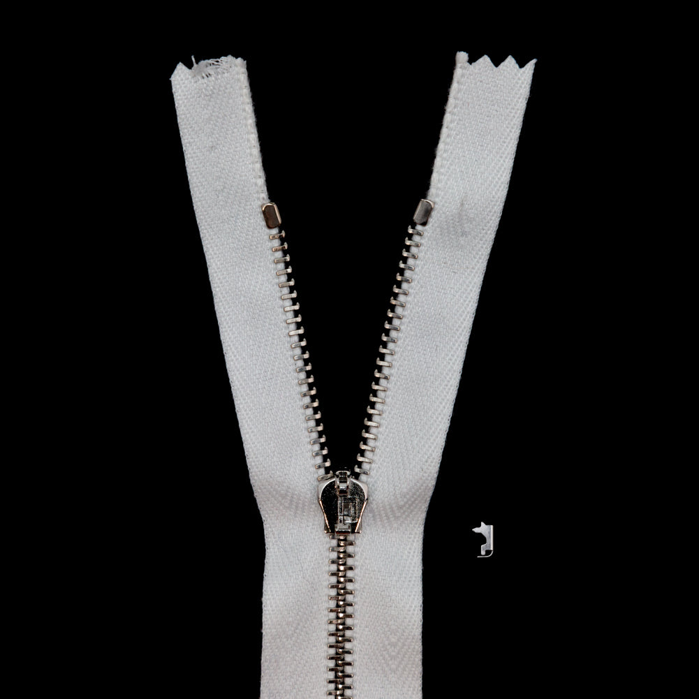 Mood Exclusive Italian Off-White and Silver T3 Closed End Metal Zipper - 9"