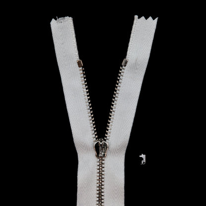 Mood Exclusive Italian Off-White and Silver T3 Closed End Metal Zipper - 9"