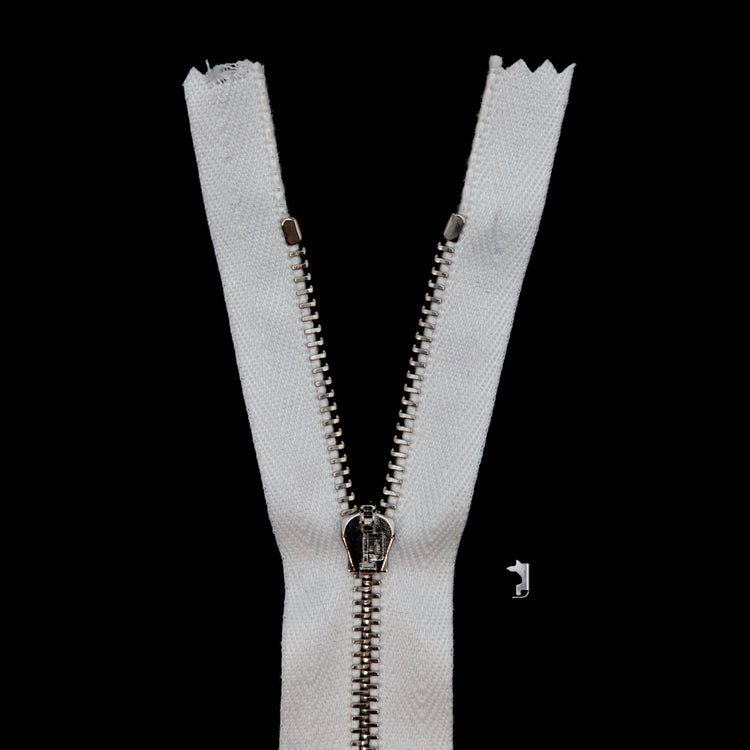 template--26688905969737__main-Mood Exclusive Italian Off-White and Silver T3 Closed End Metal Zipper - 9"