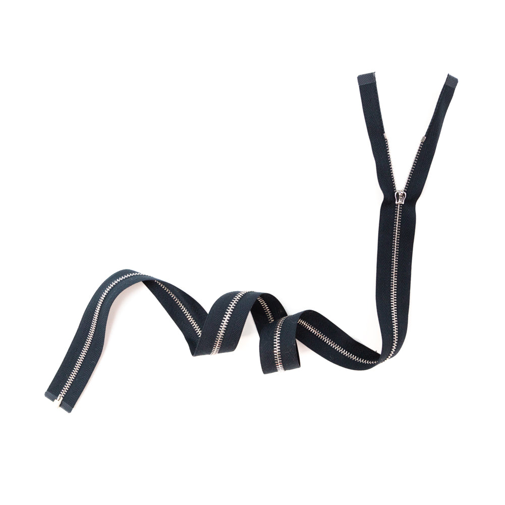 Mood Exclusive Italian Navy and Silver T3 Open End Metal Zipper - 27.5" Full