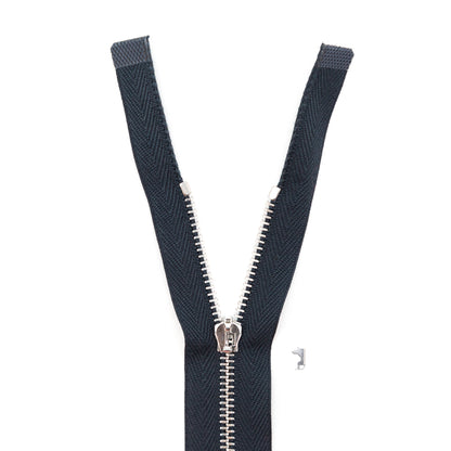 Mood Exclusive Italian Navy and Silver T3 Open End Metal Zipper - 27.5"