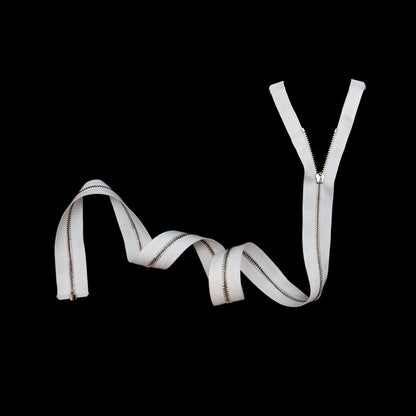 Mood Exclusive Italian Off-White and Silver T3 Open End Metal Zipper - 27.5" Full