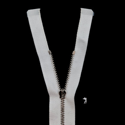 Mood Exclusive Italian Off-White and Silver T3 Open End Metal Zipper - 27.5"
