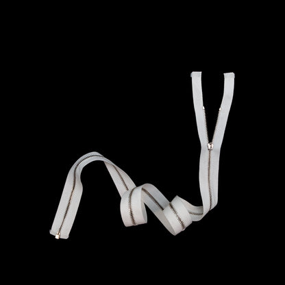 Mood Exclusive Italian White and Silver T3 Open End Metal Zipper - 27.5" Full