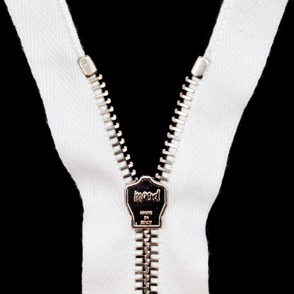 Mood Exclusive Italian Off-White and Silver T5 Closed End Metal Zipper - 9" Detail
