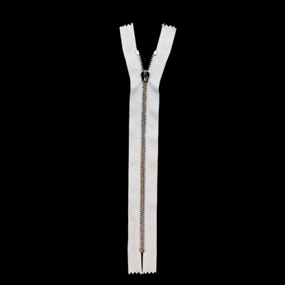 Mood Exclusive Italian Off-White and Silver T5 Closed End Metal Zipper - 9" Full