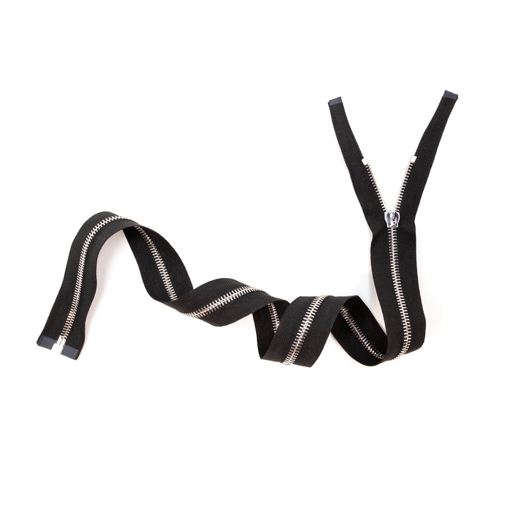 Mood Exclusive Italian Black and Silver T5 Open End Metal Zipper - 27.5" Full