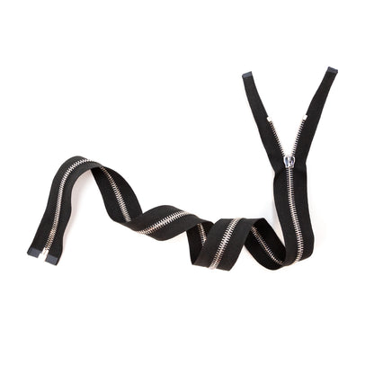 Mood Exclusive Italian Black and Silver T5 Open End Metal Zipper - 27.5" Full