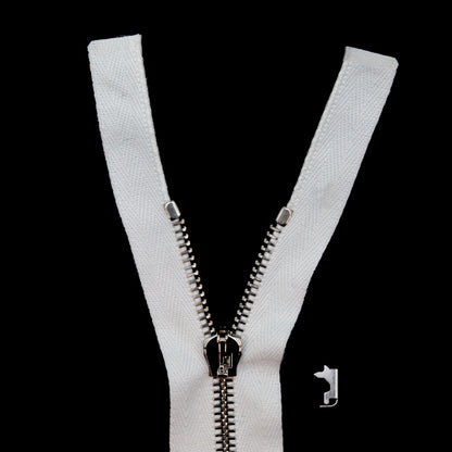 Mood Exclusive Italian Off-White and Silver T5 Open End Metal Zipper - 27.5"