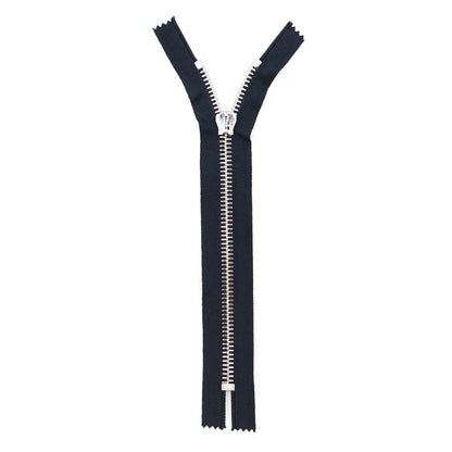 Mood Exclusive Italian Navy and Silver T8 Closed End Metal Zipper - 9" Full