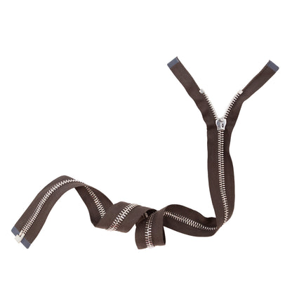Mood Exclusive Italian Brown and Silver T8 Open End Metal Zipper - 27.5" Full
