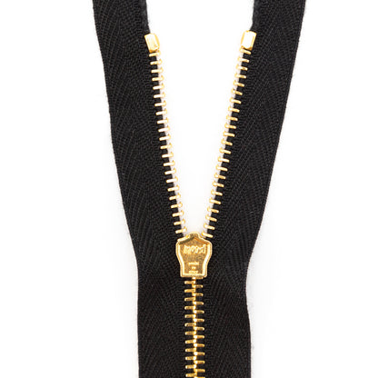 Mood Exclusive Italian Black and Gold T3 Closed End Metal Zipper - 9" Detail