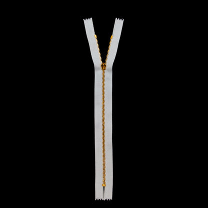 Mood Exclusive Italian Off-White and Gold T3 Closed End Metal Zipper - 9" Full