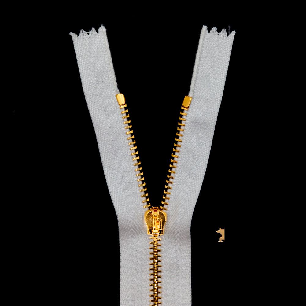 Mood Exclusive Italian Off-White and Gold T3 Closed End Metal Zipper - 9"