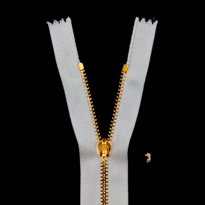 Mood Exclusive Italian Off-White and Gold T3 Closed End Metal Zipper - 9"