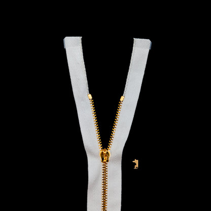 Mood Exclusive Italian Off-White and Gold T3 Open End Metal Zipper - 27.5"
