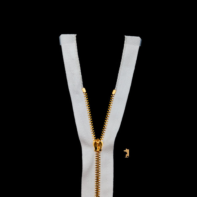 Mood Exclusive Italian Off-White and Gold T3 Open End Metal Zipper - 27.5"