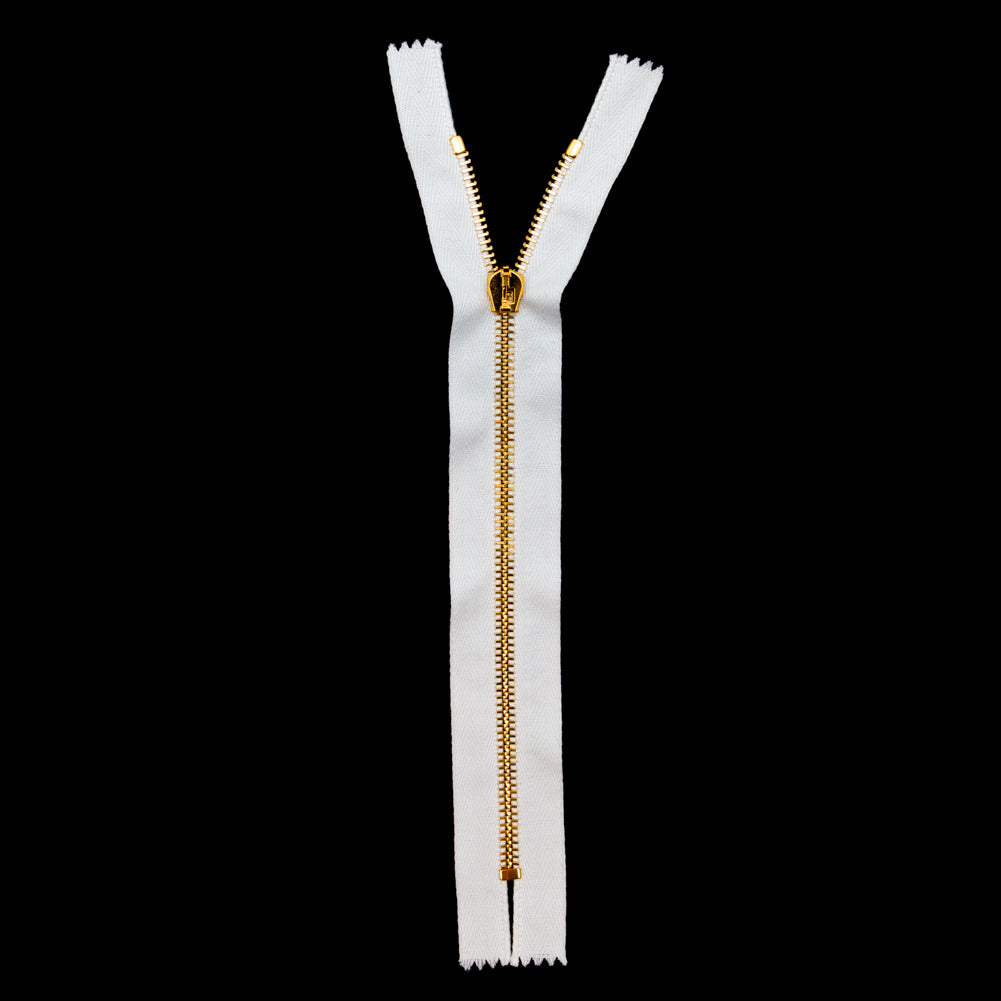 Mood Exclusive Italian Off-White and Gold T5 Closed End Metal Zipper - 9" Full