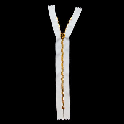 Mood Exclusive Italian Off-White and Gold T5 Closed End Metal Zipper - 9" Full