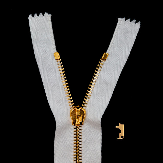 Mood Exclusive Italian Off-White and Gold T5 Closed End Metal Zipper - 9"