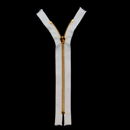 Mood Exclusive Italian Off-White and Gold T8 Closed End Metal Zipper - 9" Full