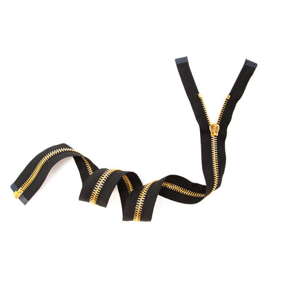 Mood Exclusive Italian Black and Gold T8 Open End Metal Zipper - 27.5" Full