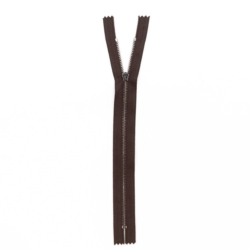 Mood Exclusive Italian Brown and Gunmetal T3 Closed End Metal Zipper - 9" Full