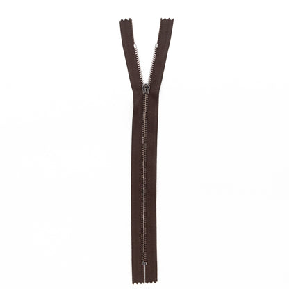 Mood Exclusive Italian Brown and Gunmetal T3 Closed End Metal Zipper - 9" Full