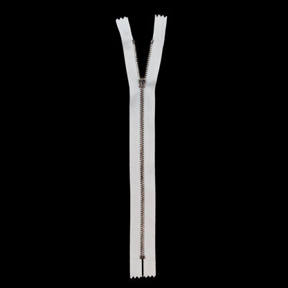 Mood Exclusive Italian Off-White and Gunmetal T3 Closed End Metal Zipper - 9" Full