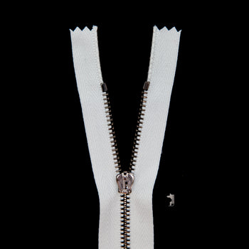 template--26688905969737__main-Mood Exclusive Italian White and Gunmetal T3 Closed End Metal Zipper - 9"