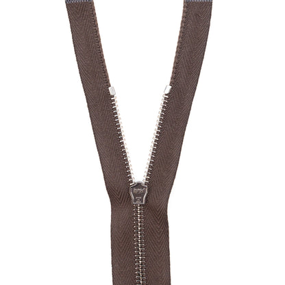Mood Exclusive Italian Brown and Gunmetal T3 Open End Metal Zipper - 27.5" Detail