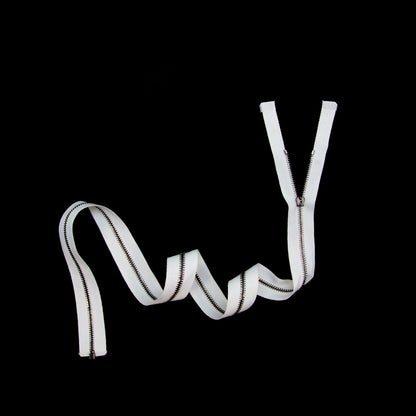Mood Exclusive Italian Off-White and Gunmetal T3 Open End Metal Zipper - 27.5" Full