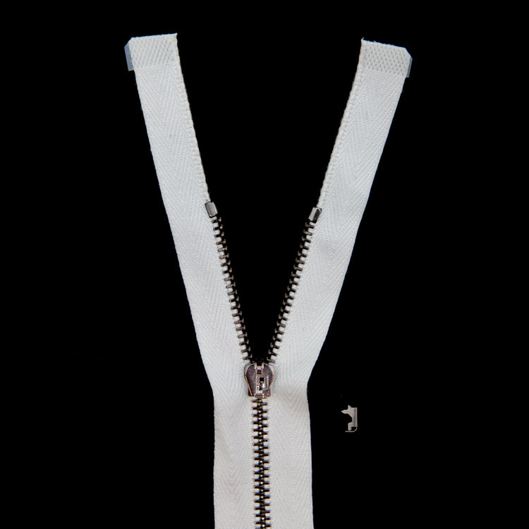 template--25130090922057__main-Mood Exclusive Italian Off-White and Gunmetal T3 Open End Metal Zipper - 27.5"