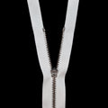 Mood Exclusive Italian White and Gunmetal T3 Open End Metal Zipper - 27.5" Detail