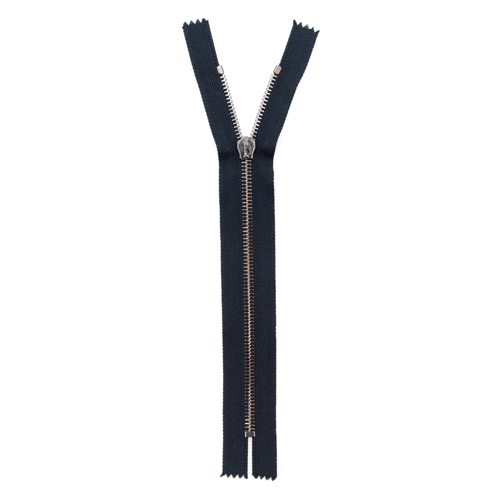 Mood Exclusive Italian Navy and Gunmetal T5 Closed End Metal Zipper - 9" Full