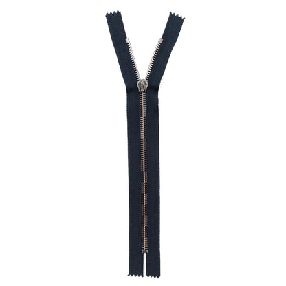 Mood Exclusive Italian Navy and Gunmetal T5 Closed End Metal Zipper - 9" Full
