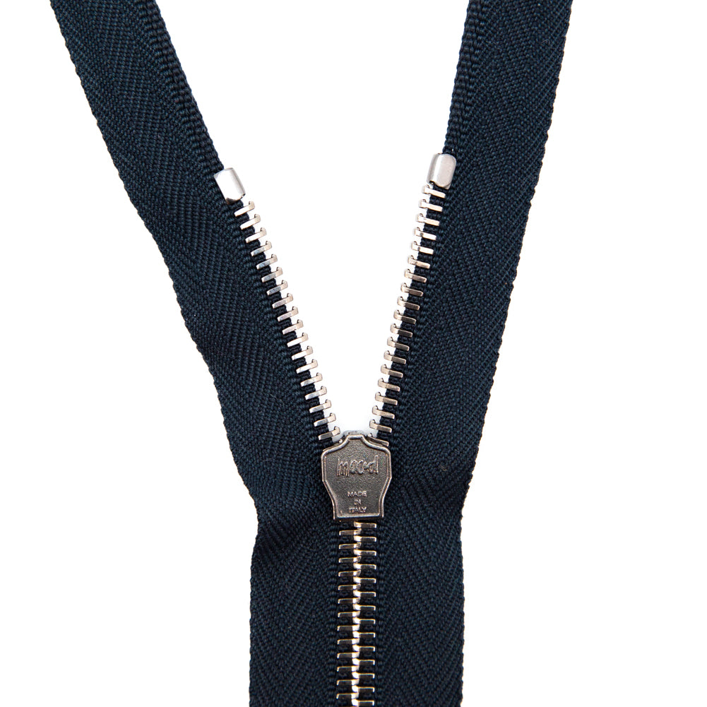 Mood Exclusive Italian Navy and Gunmetal T5 Open End Metal Zipper - 27.5" Detail