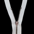 Mood Exclusive Italian White and Gunmetal T5 Open End Metal Zipper - 27.5" Detail