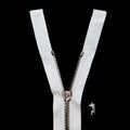 Mood Exclusive Italian White and Gunmetal T5 Open End Metal Zipper - 27.5"