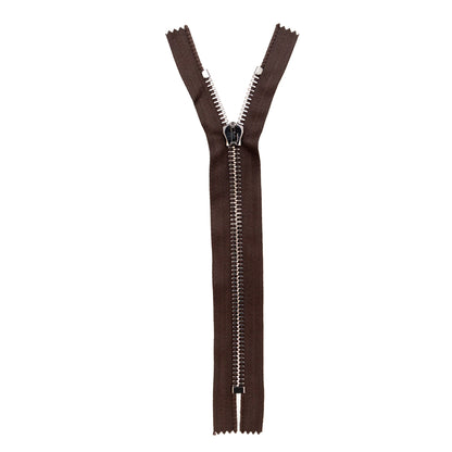 Mood Exclusive Italian Brown and Gunmetal T8 Closed End Metal Zipper - 9" Full