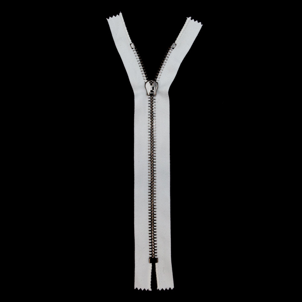 Mood Exclusive Italian Off-White and Gunmetal T8 Closed End Metal Zipper - 9" Full