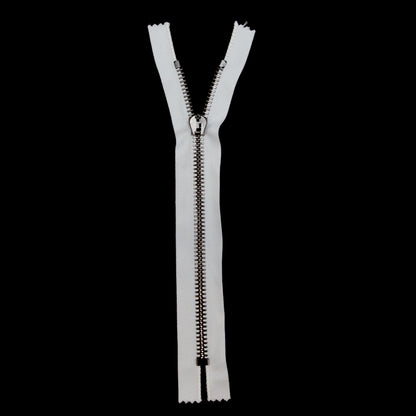 Mood Exclusive Italian White and Gunmetal T8 Closed End Metal Zipper - 9" Full