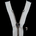 Mood Exclusive Italian White and Gunmetal T8 Closed End Metal Zipper - 9"