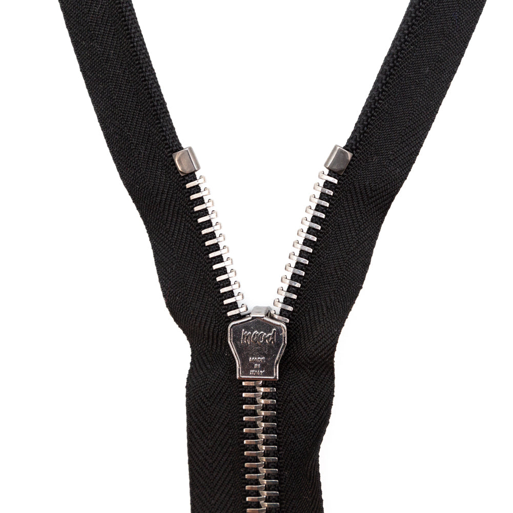 Mood Exclusive Italian Black and Gunmetal T8 Open End Metal Zipper - 27.5" Detail