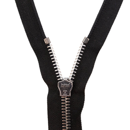Mood Exclusive Italian Black and Gunmetal T8 Open End Metal Zipper - 27.5" Detail