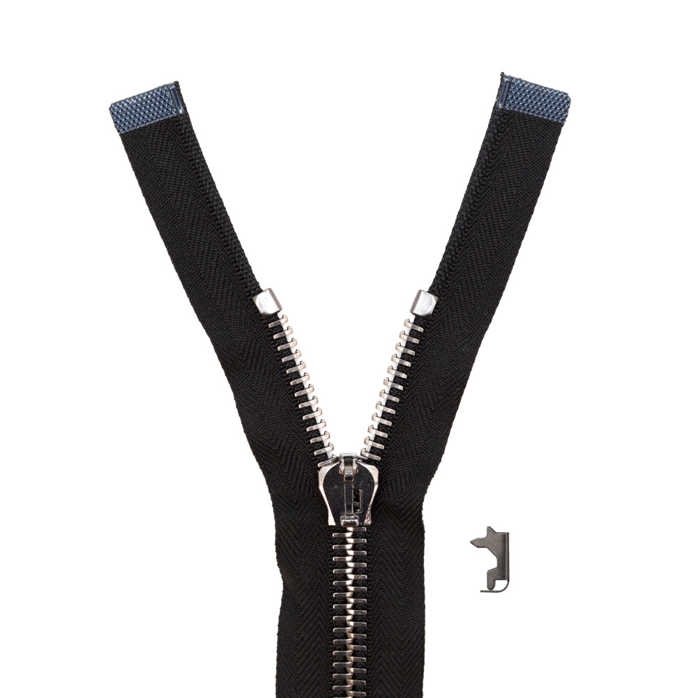 Mood Exclusive Italian Black and Gunmetal T8 Open End Metal Zipper - 27.5"
