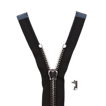 Mood Exclusive Italian Black and Gunmetal T8 Open End Metal Zipper - 27.5"